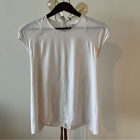 Aritzia Babaton Juliger Blouse White cap sleeve with tie back. Size small. - Picture 2 of 8